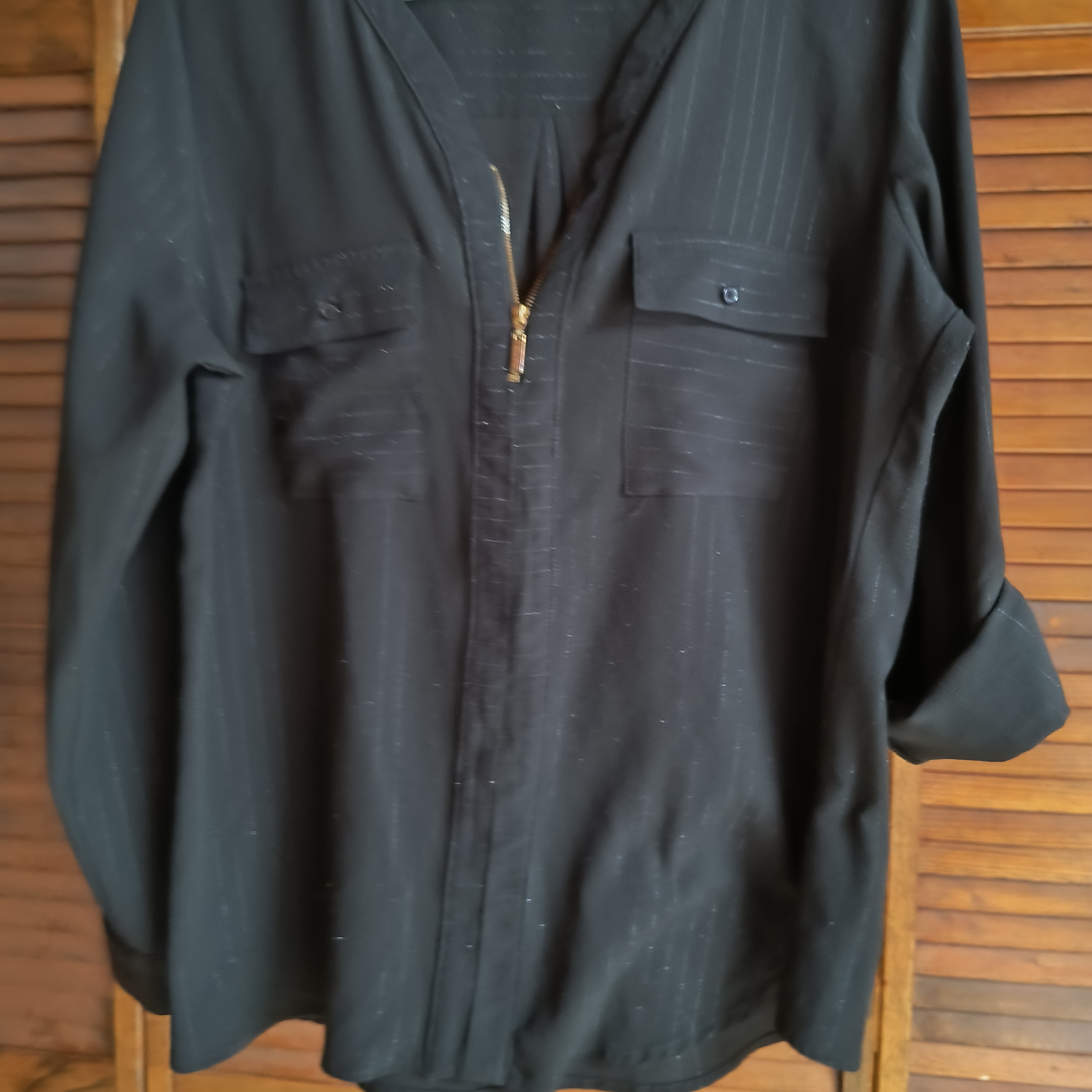 Valerie Stevens Black Blouse With Gold Zipper